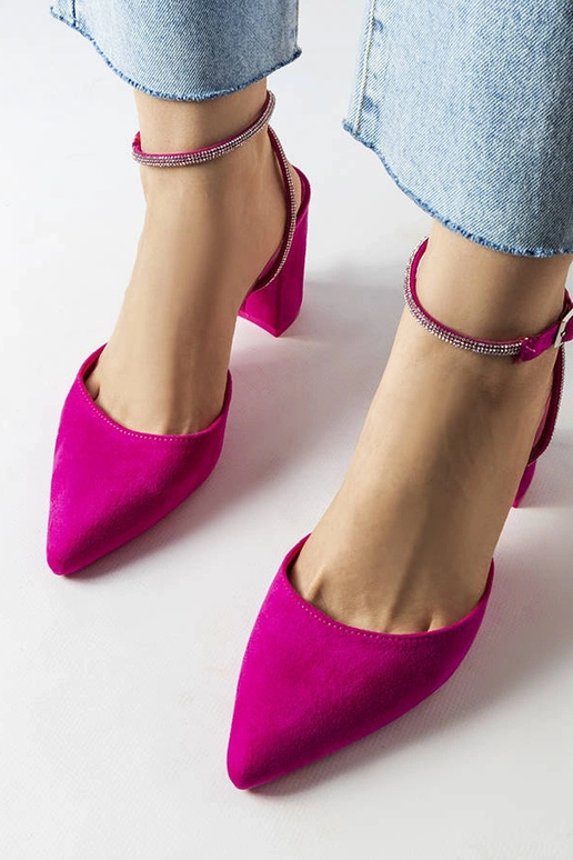 Décolleté Stella rosa con tacco a blocco