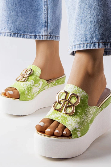 Sandali con zeppa Havanna verde