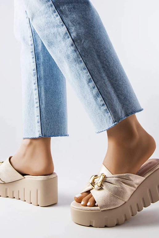 Sandali con zeppa da donna Laura gold