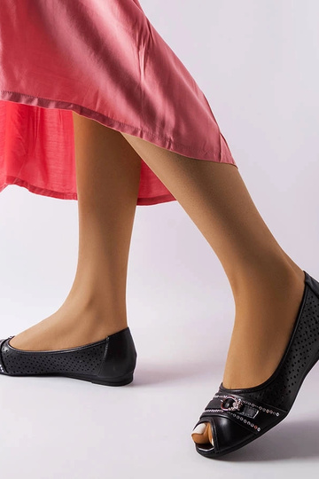Ballerine nere traforate con zirconi Creek