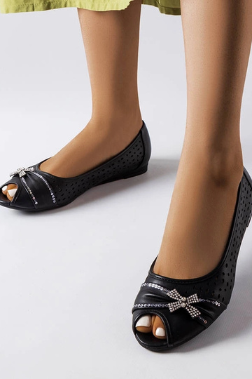 Ballerine nere traforate con fiocco Simpsville 2