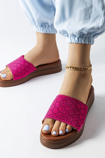Mules traforate rosa scuro con zirconi Irvine