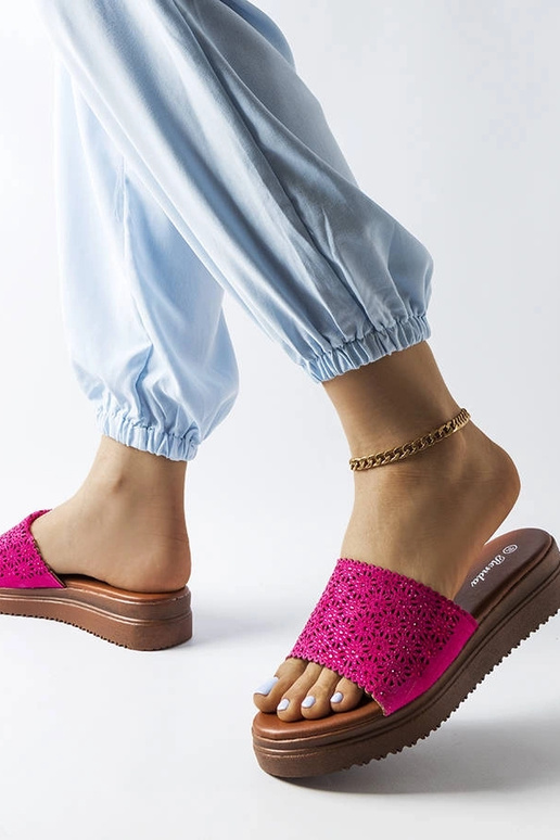 Mules traforate rosa scuro con...