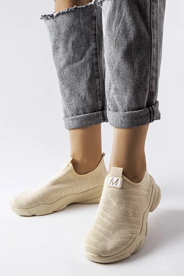 Scarpe sportive da donna in tessuto beige Aaron