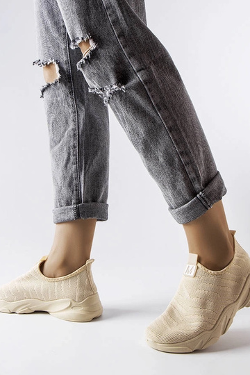 Scarpe sportive da donna in tessuto beige Aaron 2