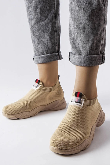 Scarpe sportive slip-on da donna in stile greco beige scuro