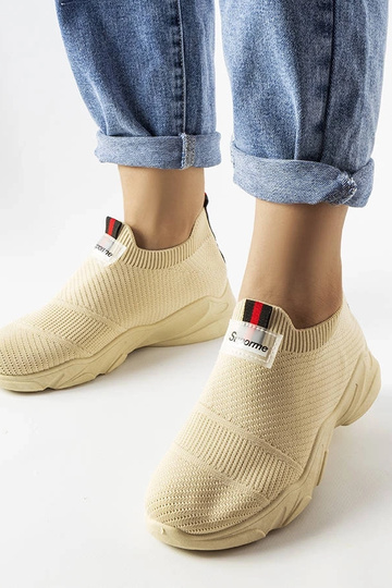 Scarpe sportive slip-on beige da donna Greco