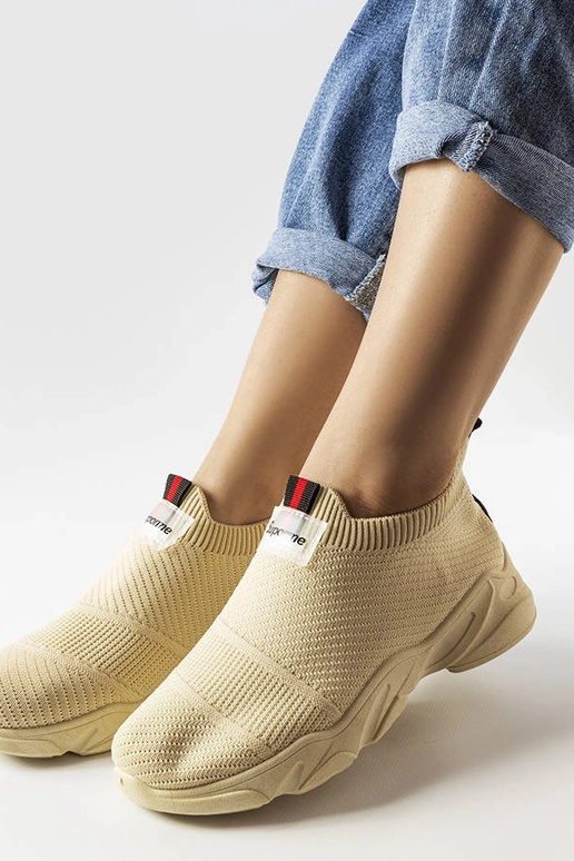 Scarpe sportive slip-on beige da...