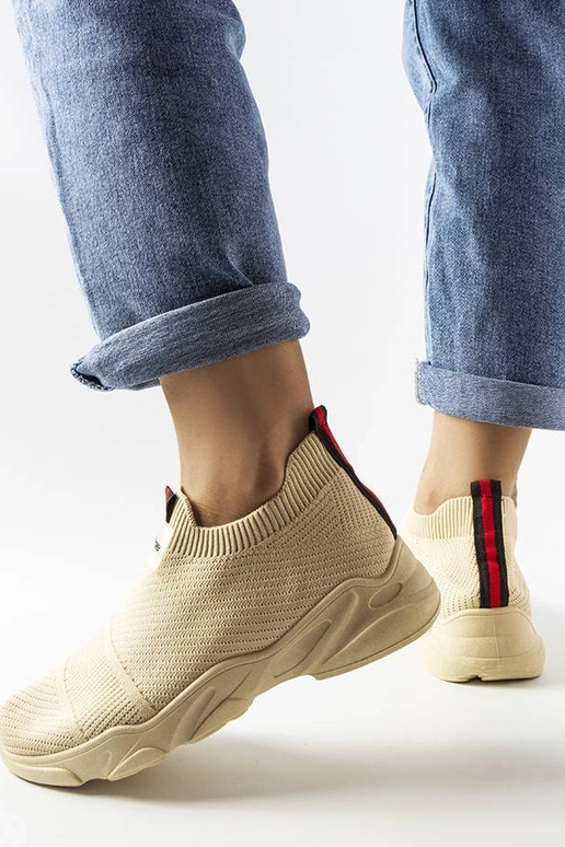 Scarpe sportive slip-on beige da...