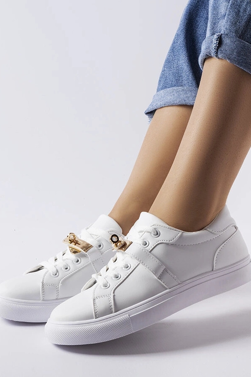 Sneakers bianche con accenti dorati...