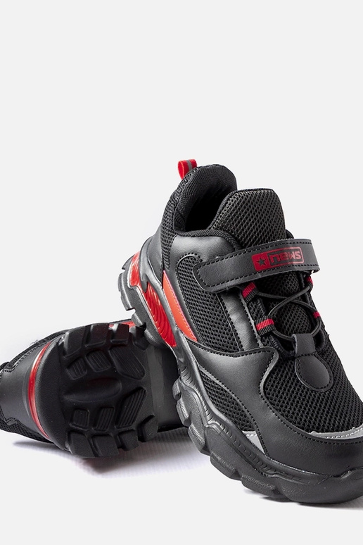Scarpe sportive nero-rosse con...