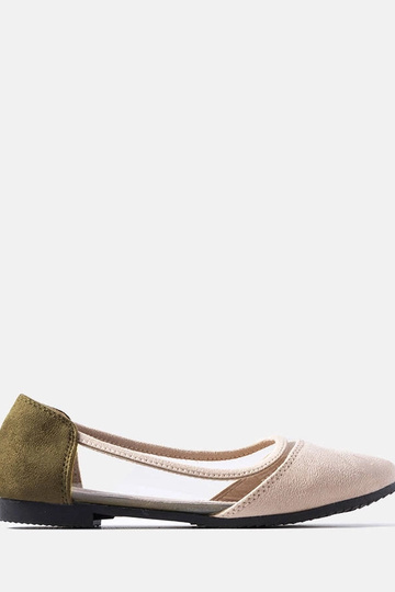 Ballerine in pelle scamosciata rosa e verde Kortes per bambini