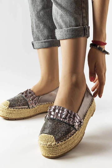 Espadrillas Lauro zircone argento - suola intrecciata