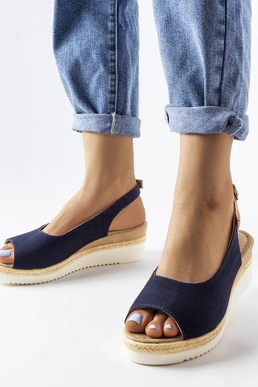 Sandali blu scuro su piattaforma,...