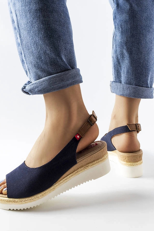 Sandali blu scuro su piattaforma,...