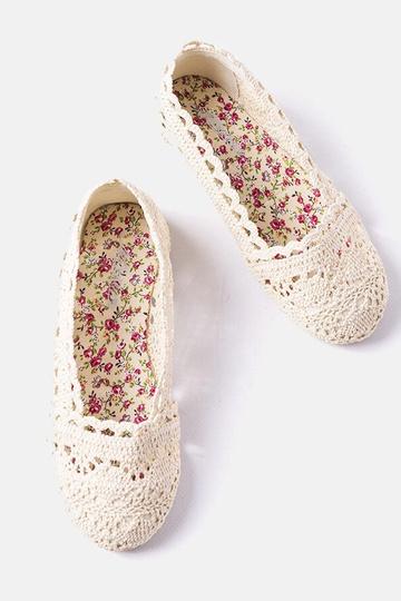 Ballerine beige all'uncinetto per neonati Lisa 2