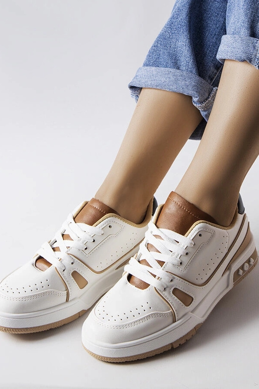 Sneakers bianche con inserti beige...