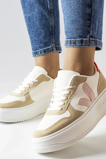 Sneakers bianche con inserti rosa, "Plouffe" 2