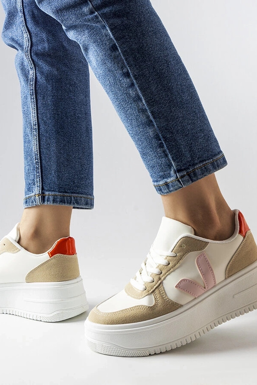 Sneakers bianche con inserti rosa,...