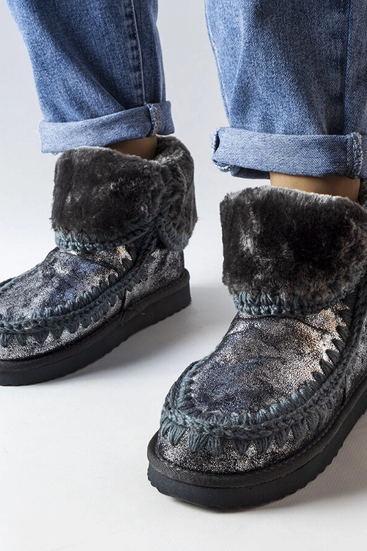 Stivali invernali grigi metallici,...