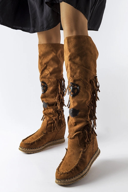 Stivali con zeppa Cascia color caramello