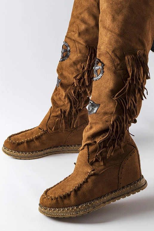 Stivali con zeppa Cascia color caramello