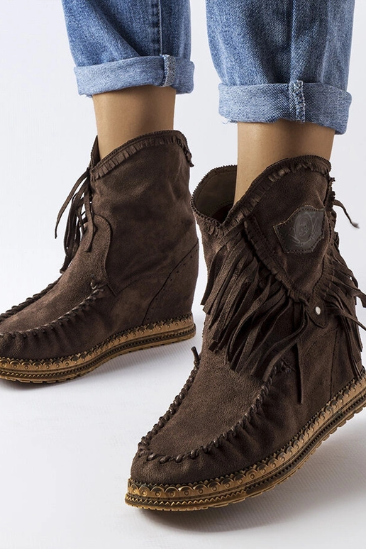 Stivaletti con zeppa Giudice marrone