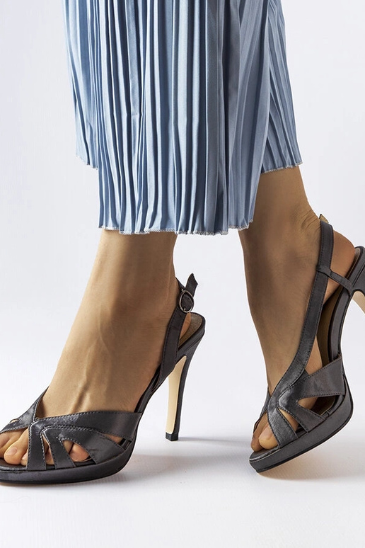 Sandali con tacco alto in alpaca grigio