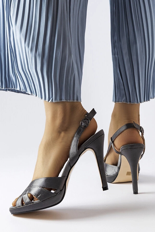 Sandali con tacco alto in alpaca grigio