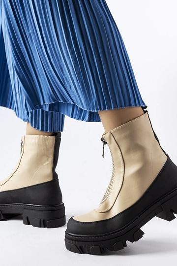 Stivaletti beige da donna con suola spessa e cerniera Morley
