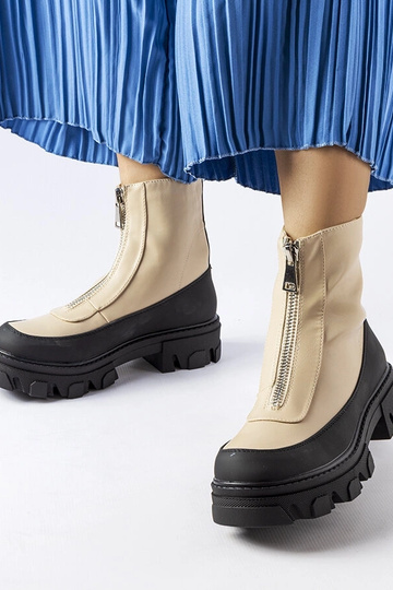 Stivaletti beige da donna con suola spessa e cerniera Morley 2