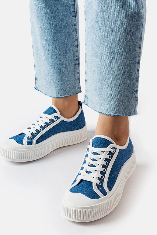 Scarpe blu su piattaforma, "Alfianello"