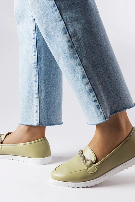 Mocassini verdi con zirconi Paola