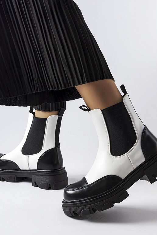 Stivali slip-on Albany neri e bianchi