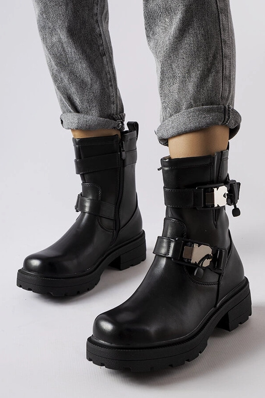 Stivali neri Enrico con tacco grosso