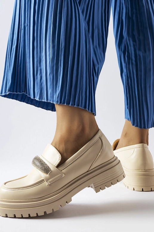 Mocassini beige con zirconi Hartford