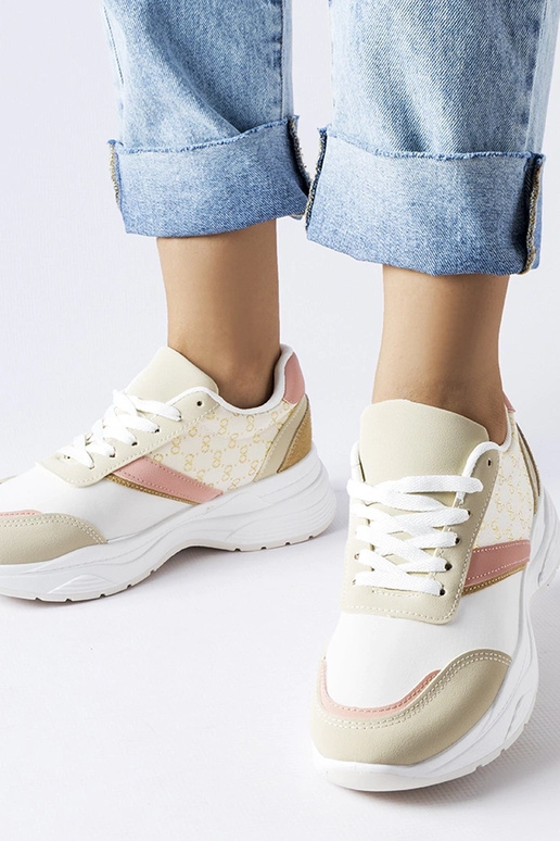 Sneakers beige e bianche con accenti...