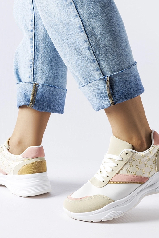 Sneakers beige e bianche con accenti...