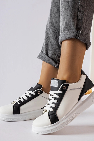 Scarpe Palais nere e bianche con accenti argentati 2