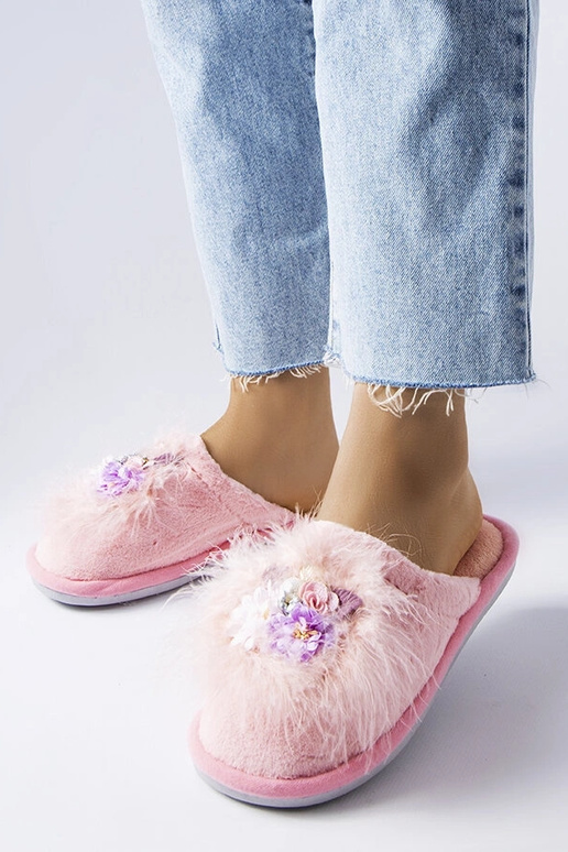 Pantofole calde rosa con fiori Moly