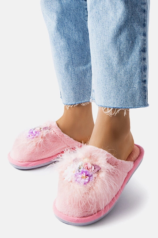 Pantofole calde rosa con fiori Moly