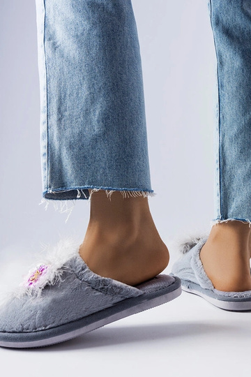 Pantofole calde grigie con fiori Moly 2