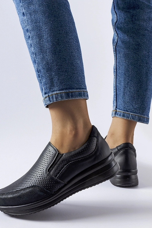 Sneakers con zeppa traforata nera...