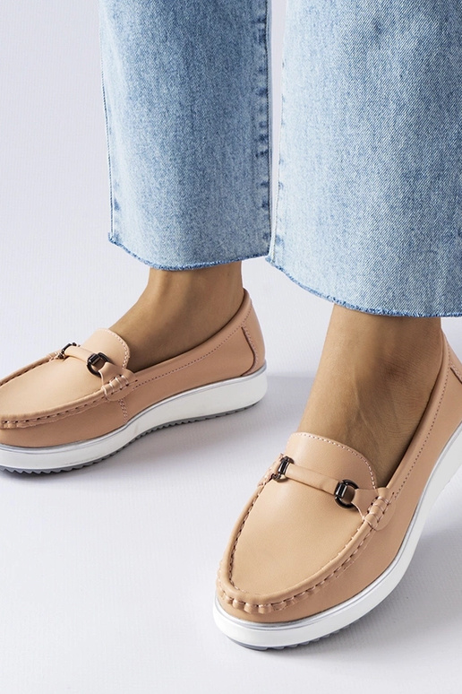 Mocassini con soletta in pelle rosa...