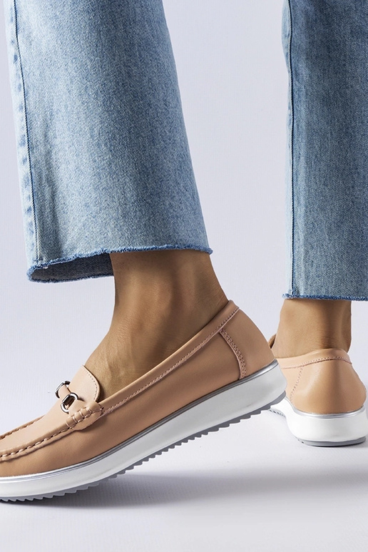 Mocassini con soletta in pelle rosa...