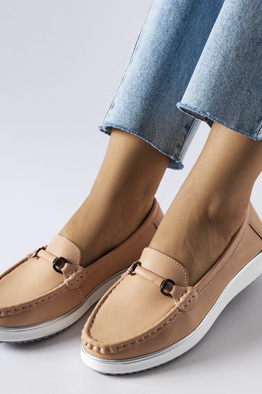 Mocassini con soletta in pelle rosa...