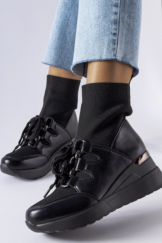 Stivali con zeppa a calzino Rochon neri Stivali con zeppa a calzino Rochon neri