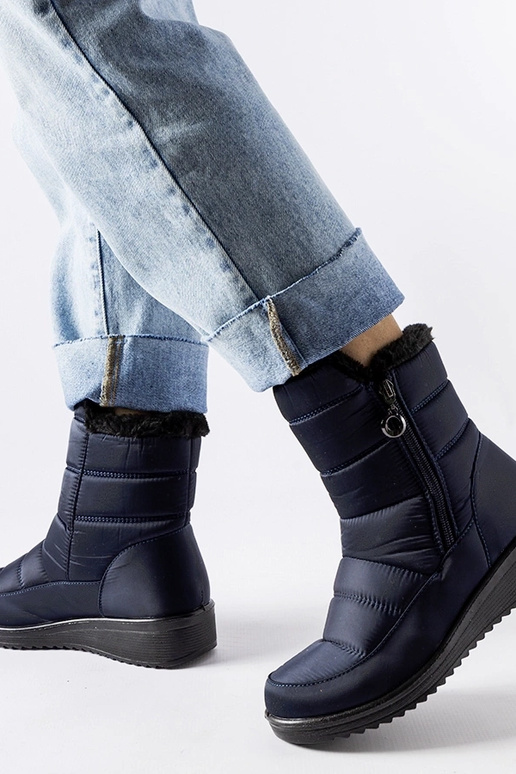 Stivali da neve blu navy con zeppa...