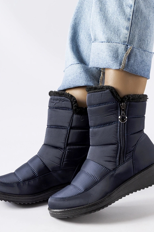 Stivali da neve blu navy con zeppa...