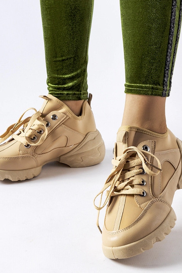 Scarpe sportive beige scuro con gambale elastico, "Abal"